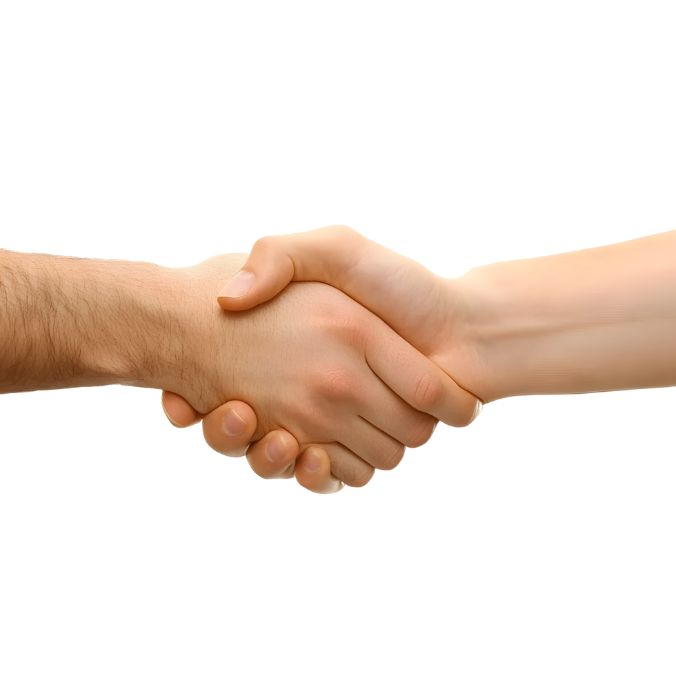 Two hands shaking, symbolizing agreement and partnership. png