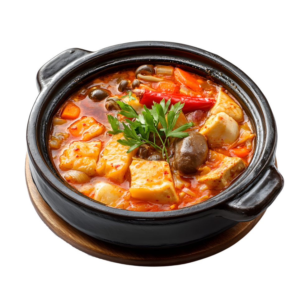 Delicious Korean Stew in a Traditional Pot png