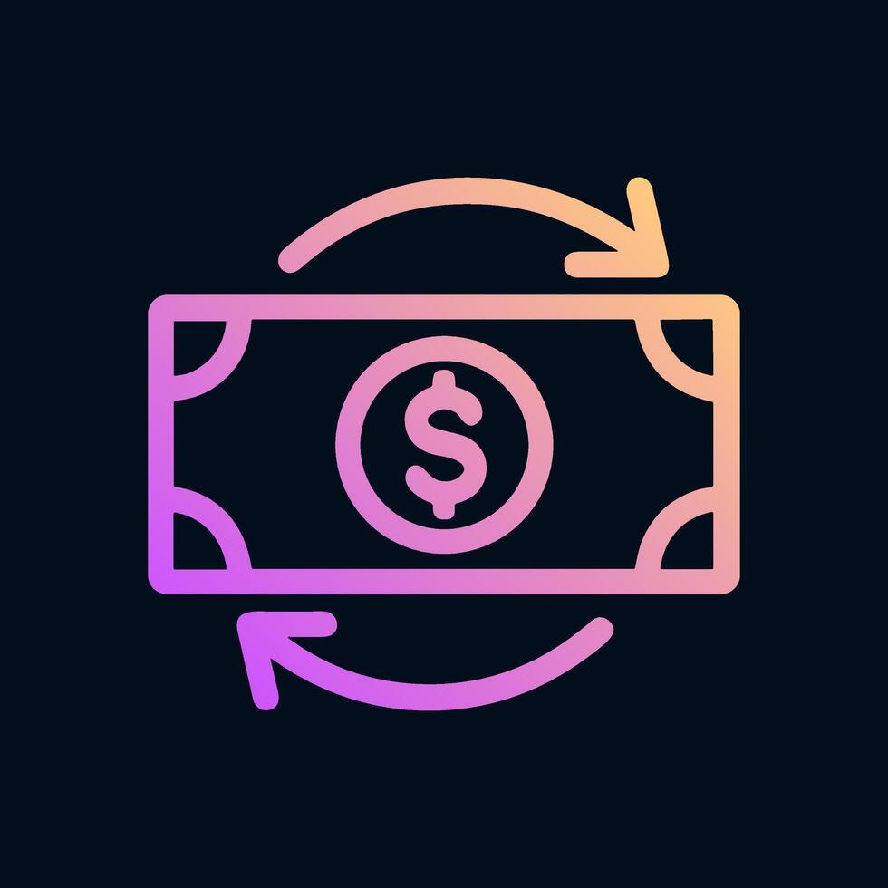 Gradient Dollar Bill Exchange Icon. Icon symbol illustration vector
