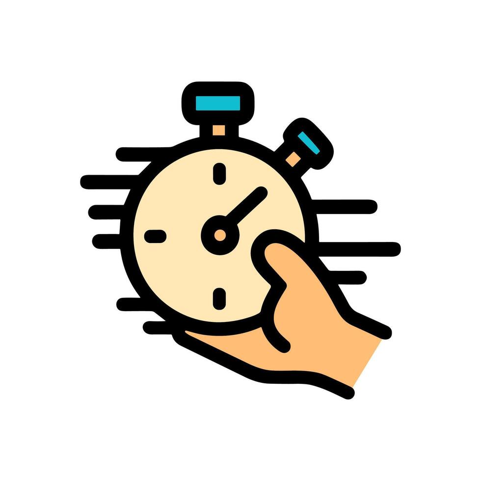 Hand holding speeding stopwatch icon. Icon symbol illustration vector