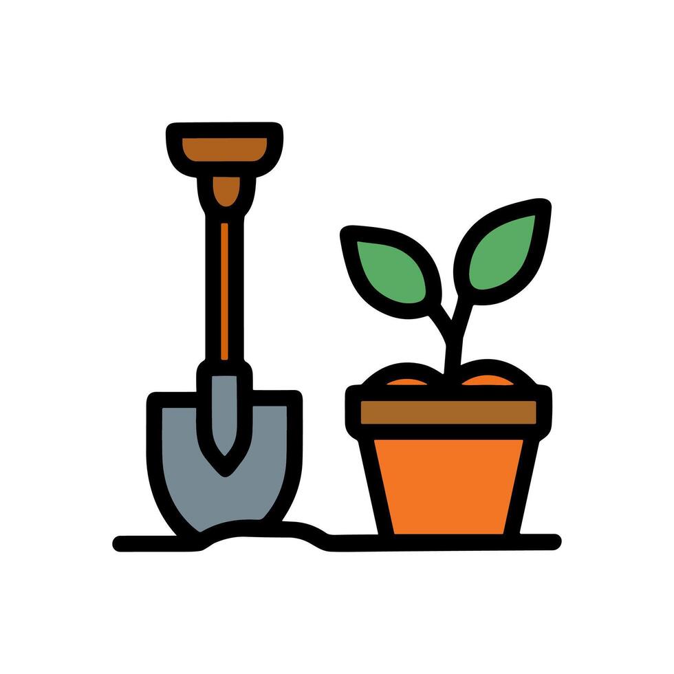 Growing future seedling with shovel. Icon Symbol Illustration vector