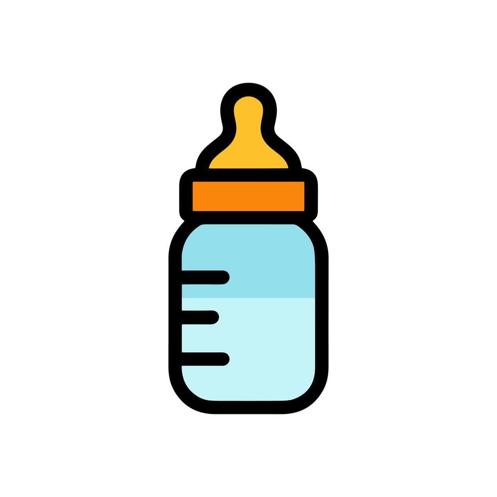 Infant feeding bottle with liquid inside. Icon Symbol Illustration vector