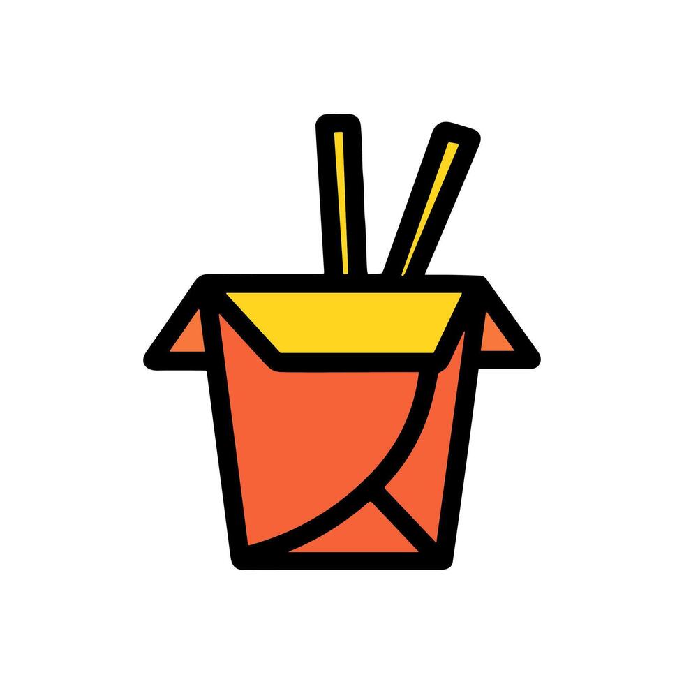 Takeout container with chopsticks tasty illustration. Icon Symbol Illustration vector