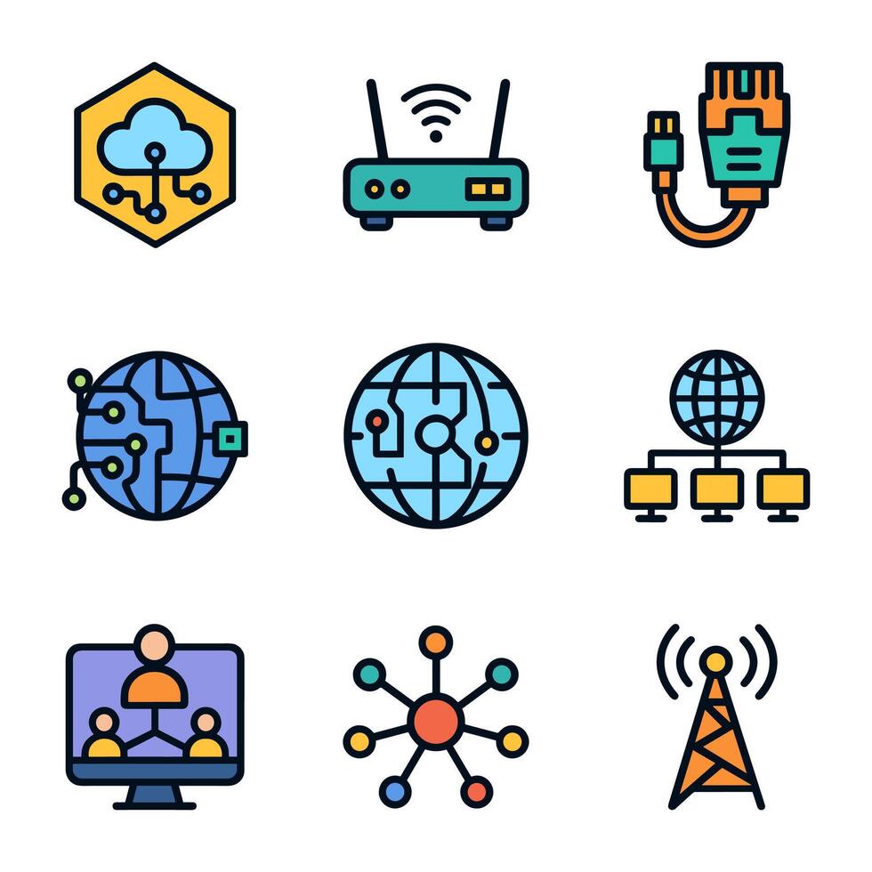 Digital Networking and Connectivity Icons. Icon symbol illustration vector