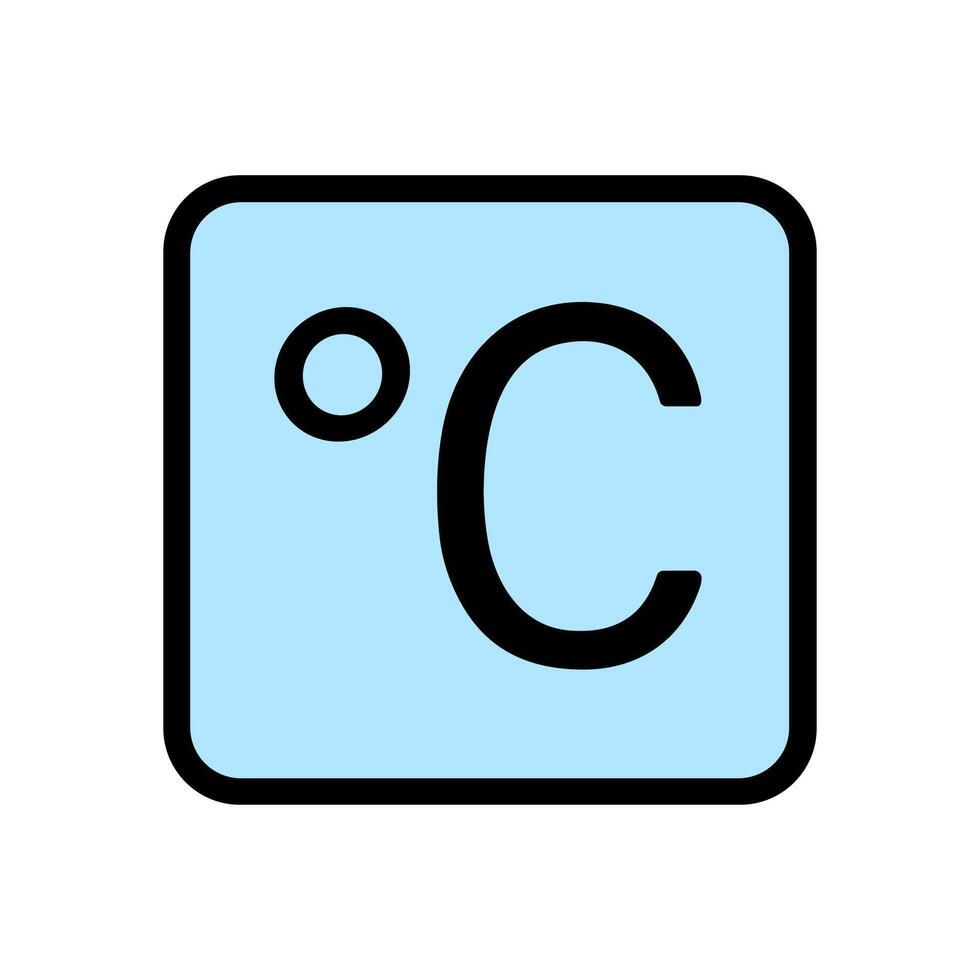 Temperature symbol in a blue square. Icon symbol illustration vector