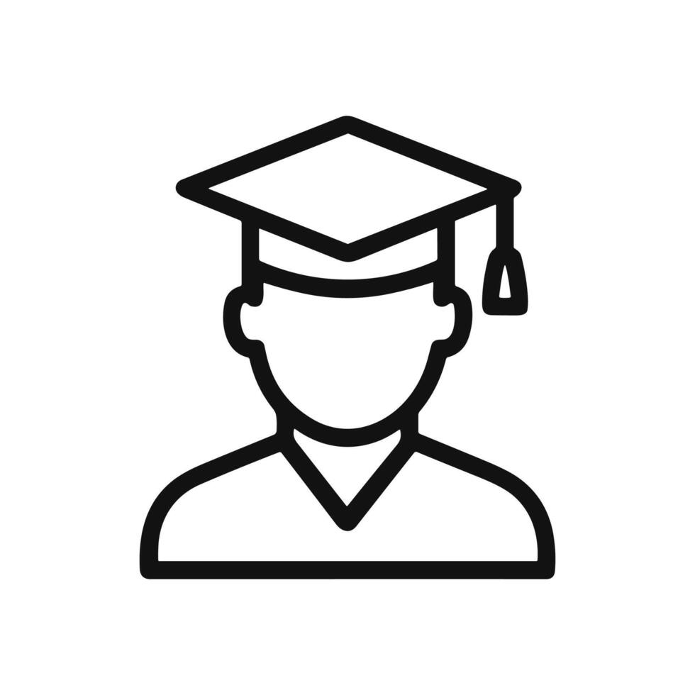 Graduate silhouette icon with mortarboard cap. Icon symbol illustration vector