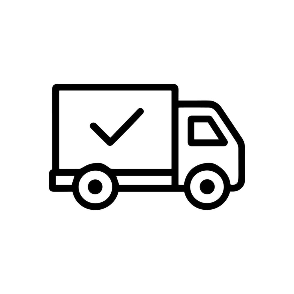 Delivery truck icon with checkmark. Icon symbol illustration vector