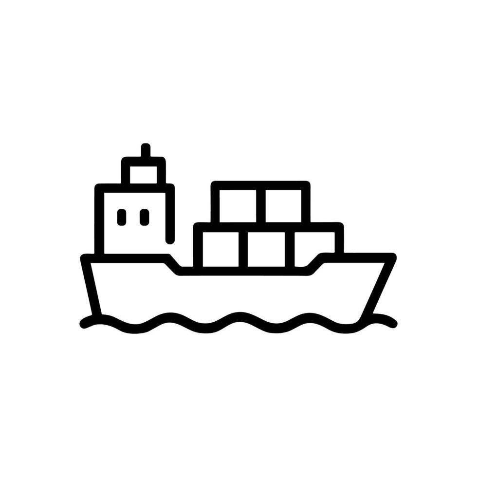 Cargo ship sailing in the water. Icon symbol illustration vector