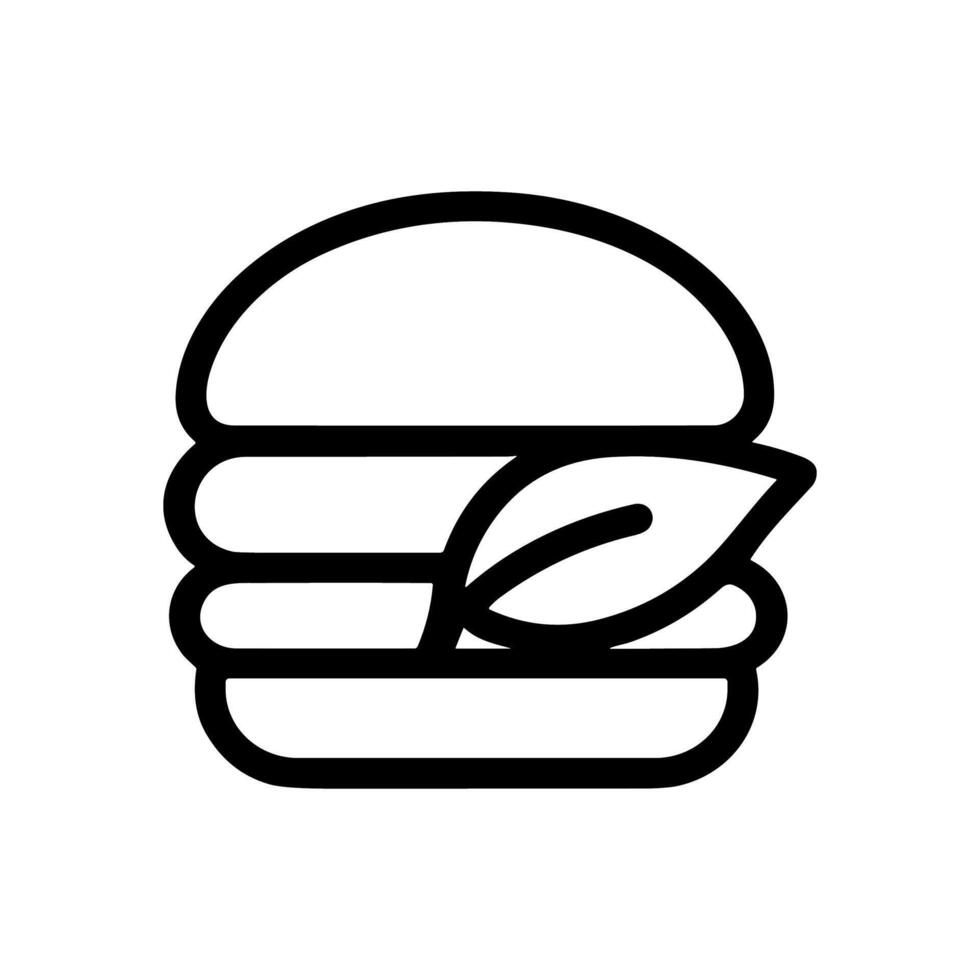 Outline of vegan burger with leaf. Icon Symbol Illustration vector