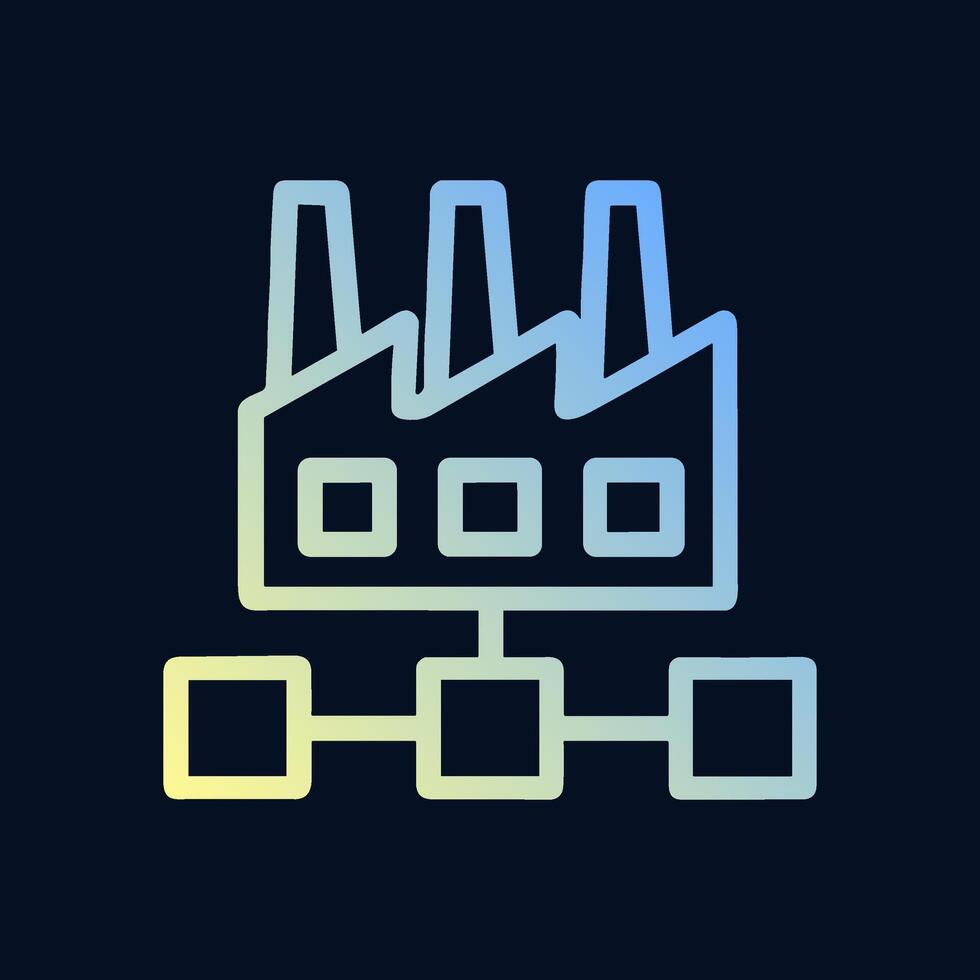 Gradient factory with linked network squares. Icon symbol illustration vector