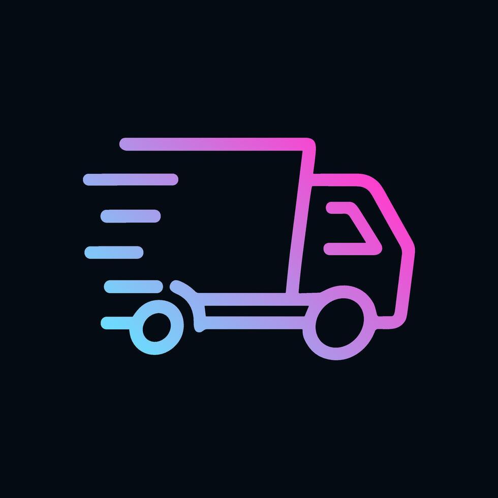 Gradient delivery truck dashes forward. Icon symbol illustration vector