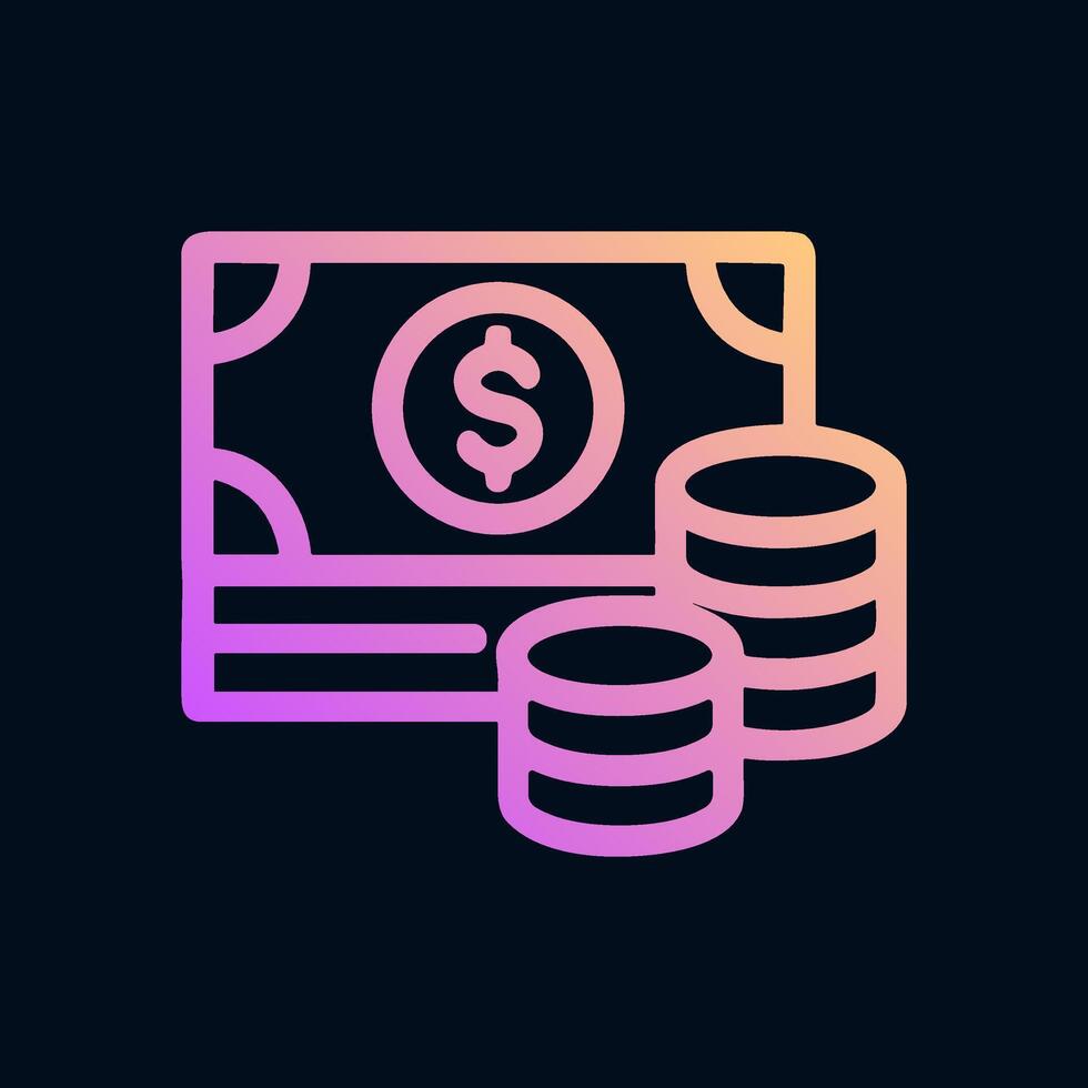 Outline drawing of money. Icon symbol illustration vector