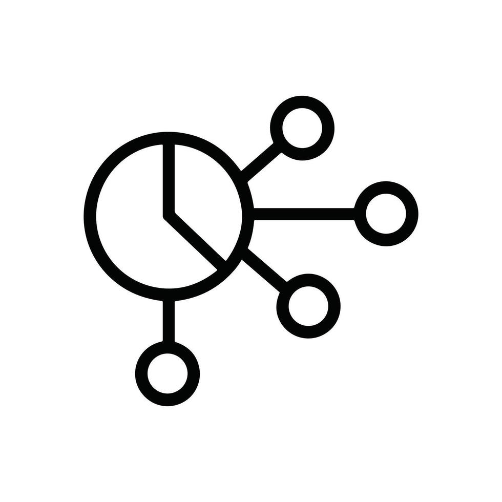 Strategic Pie Chart Spreading Influences. Icon symbol illustration vector