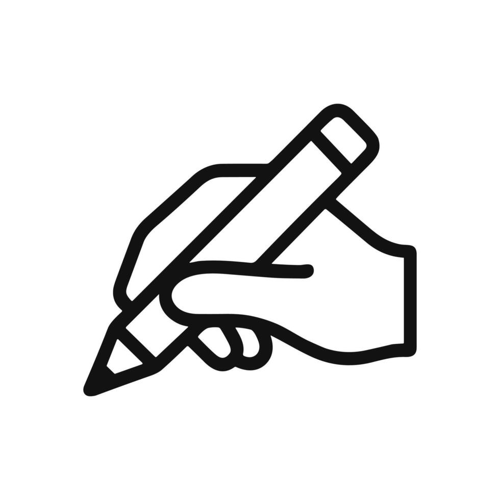 Hand holding and writing with pencil. Icon symbol illustration vector