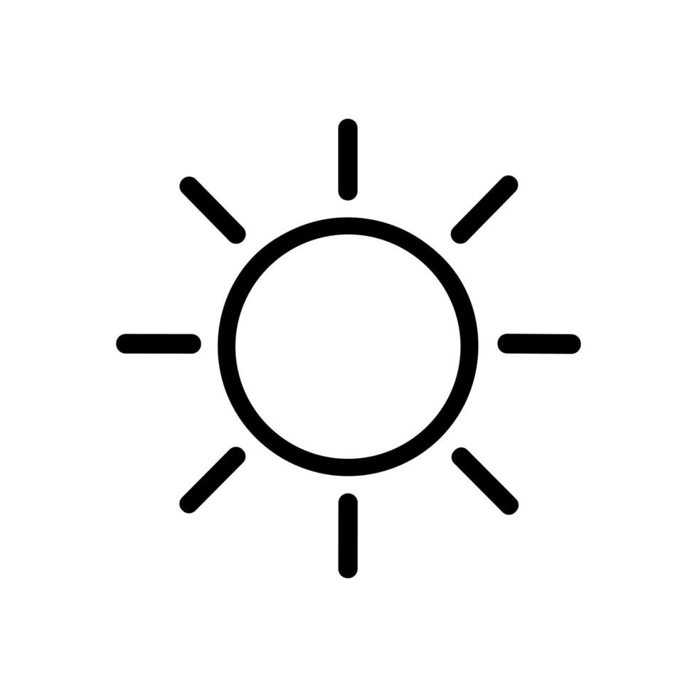 Minimalist sun icon with bold lines. Icon symbol illustration vector