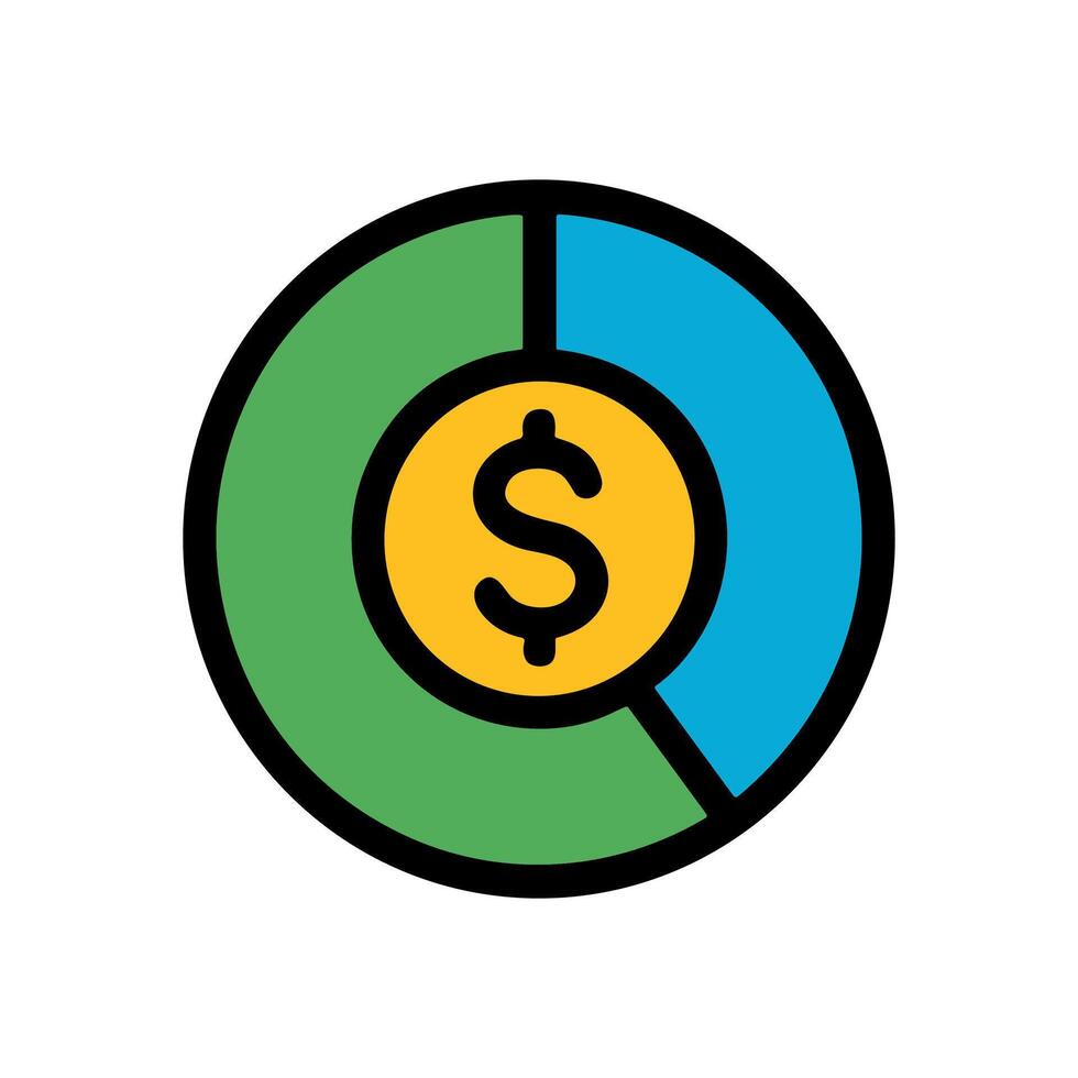 Financial pie chart with dollar symbol. Icon symbol illustration vector
