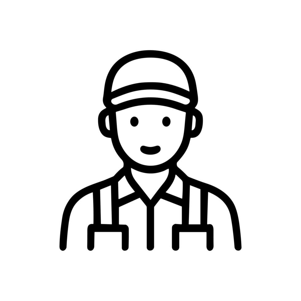 Smiling worker in overalls and cap. Icon Symbol Illustration vector