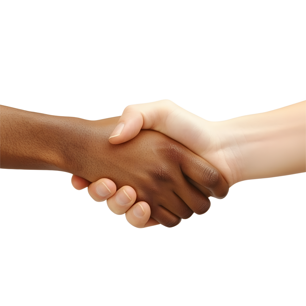 Diverse Hands Shaking in a Powerful Symbol of Unity png