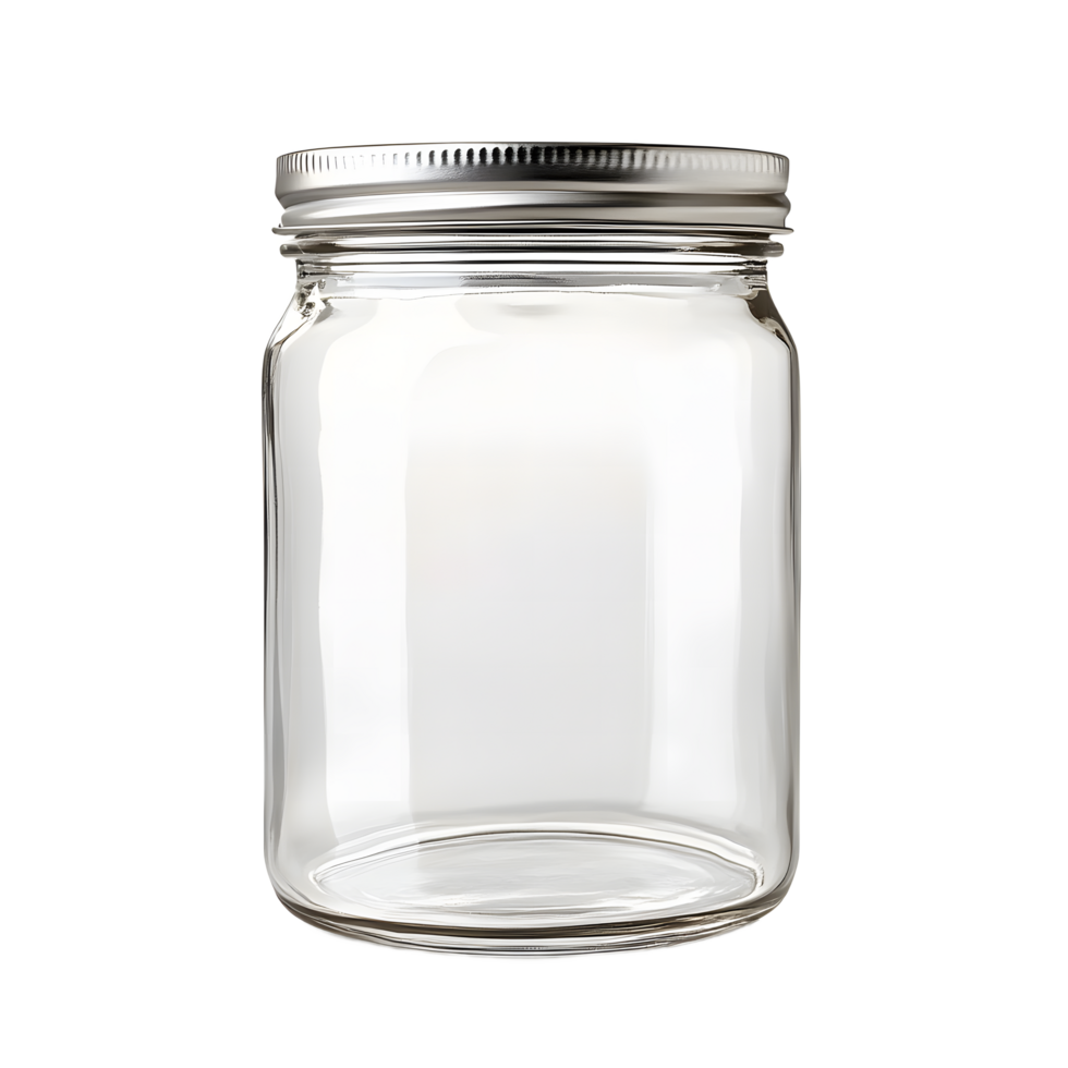 Empty Glass Jar with Metal Lid, Perfect for Mockups png