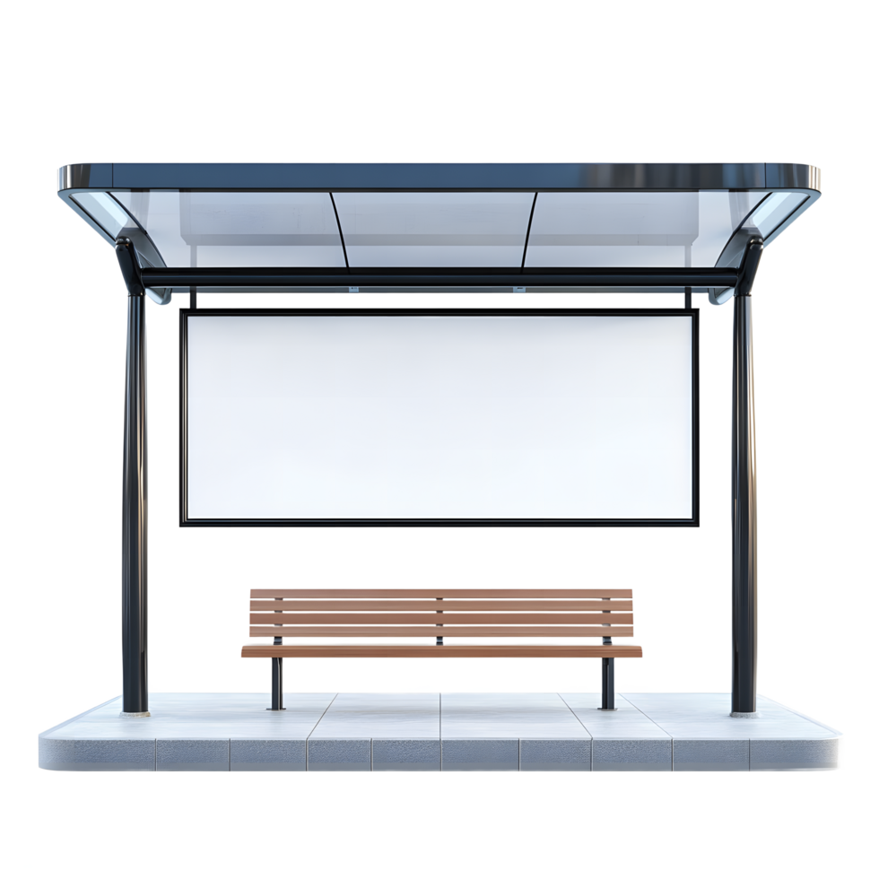 Modern Empty Bus Stop with Blank Advertisement Board png