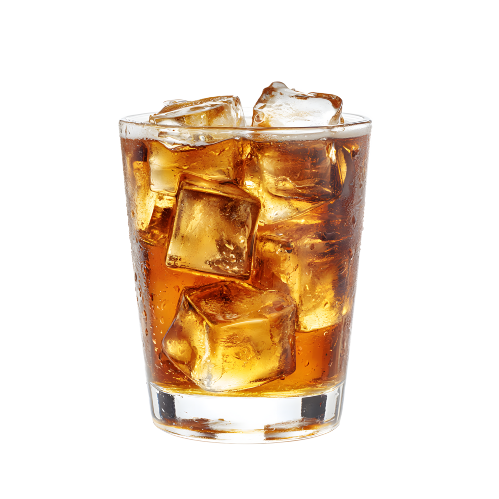 Refreshing Iced Drink in a Glass with Ice Cubes png