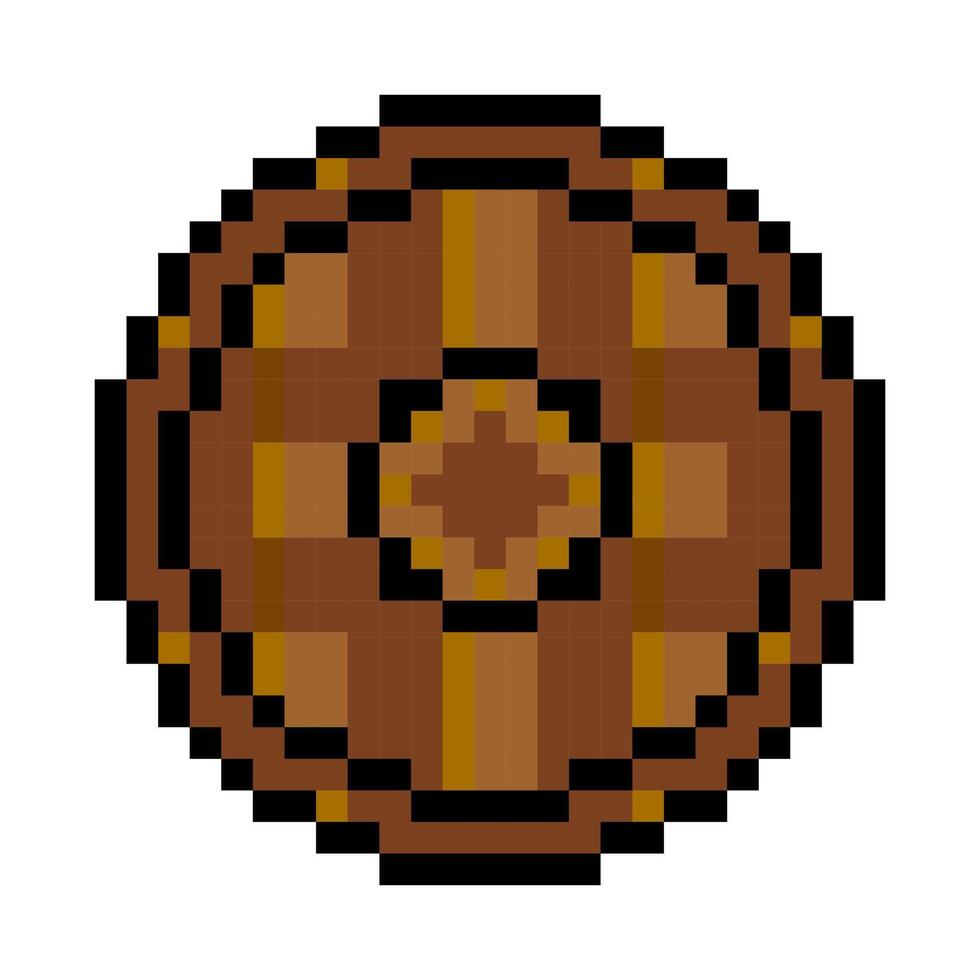 Viking shield in pixel art style vector