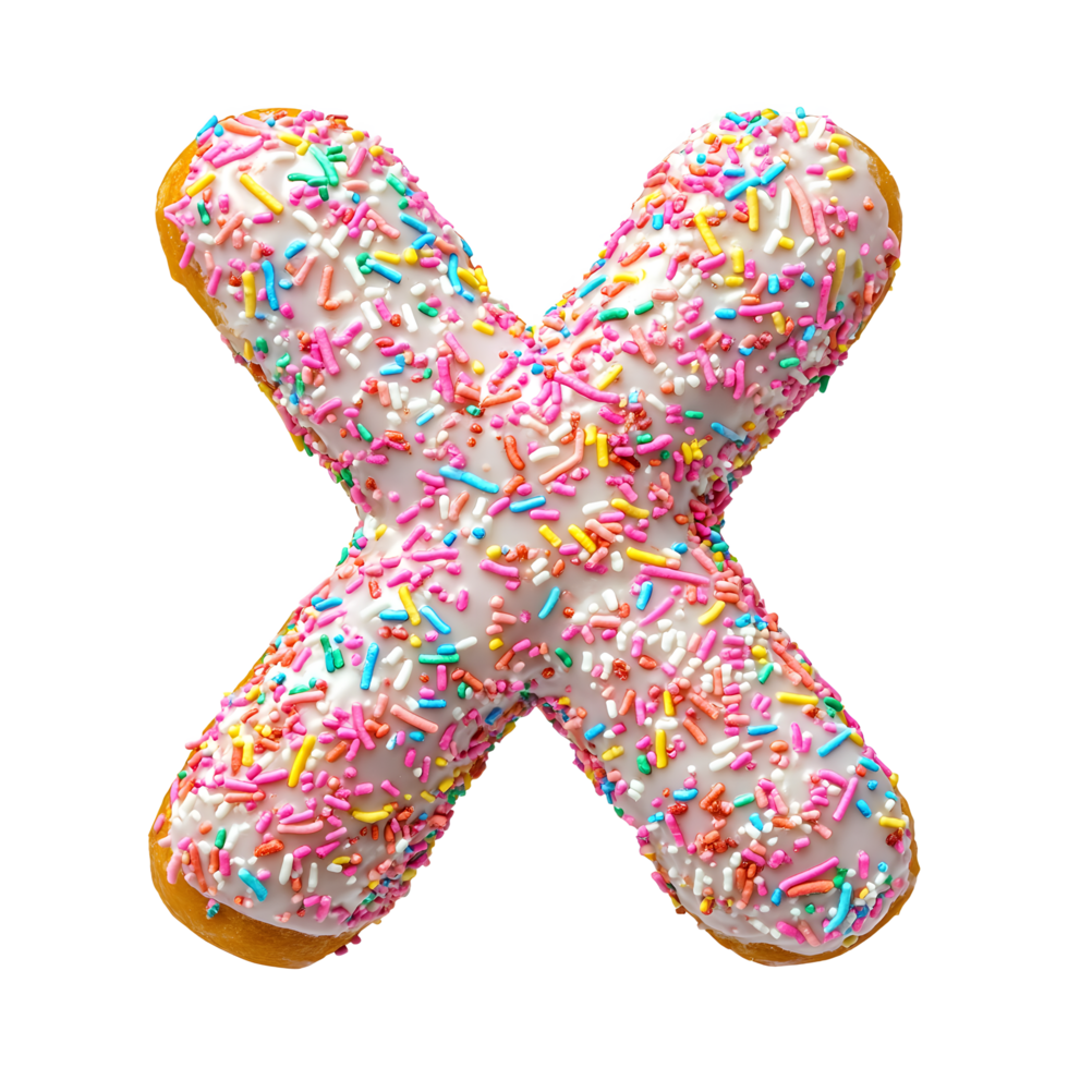 Colorful Sprinkled Doughnut in the Shape of the Letter X png