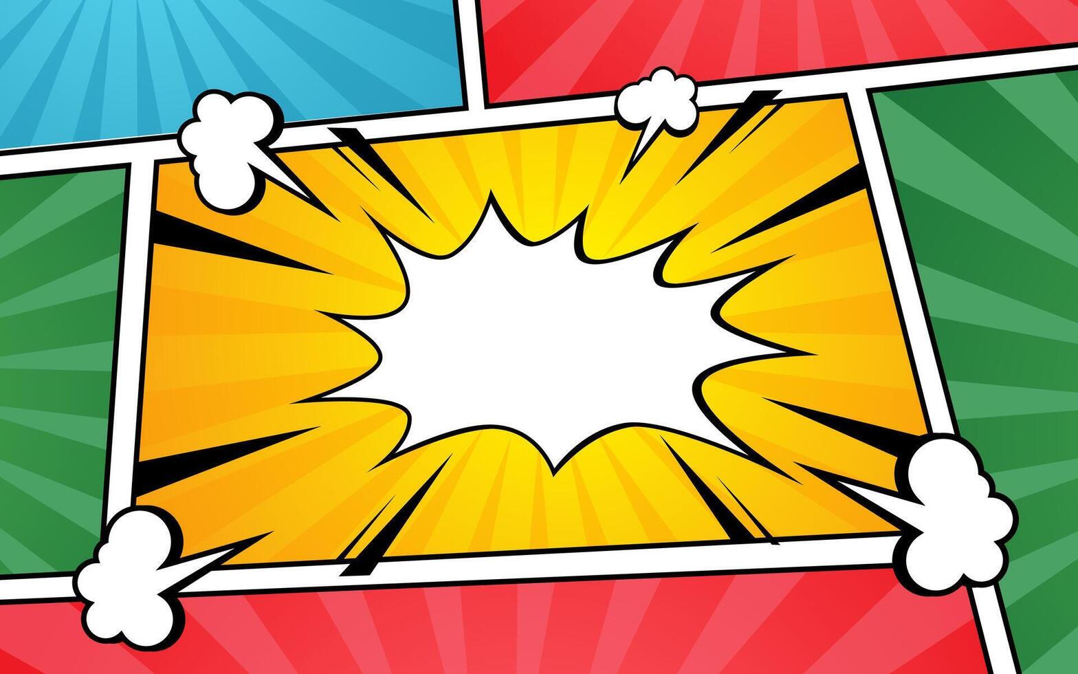 Vibrant Comic Book Panel Background with Speech Bubble Explosion vector