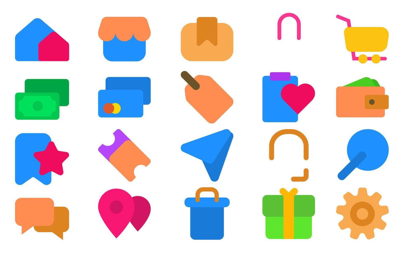 Set of e-commerce colored icons modern illustration for online shopping digital marketing payment methods and delivery services vector