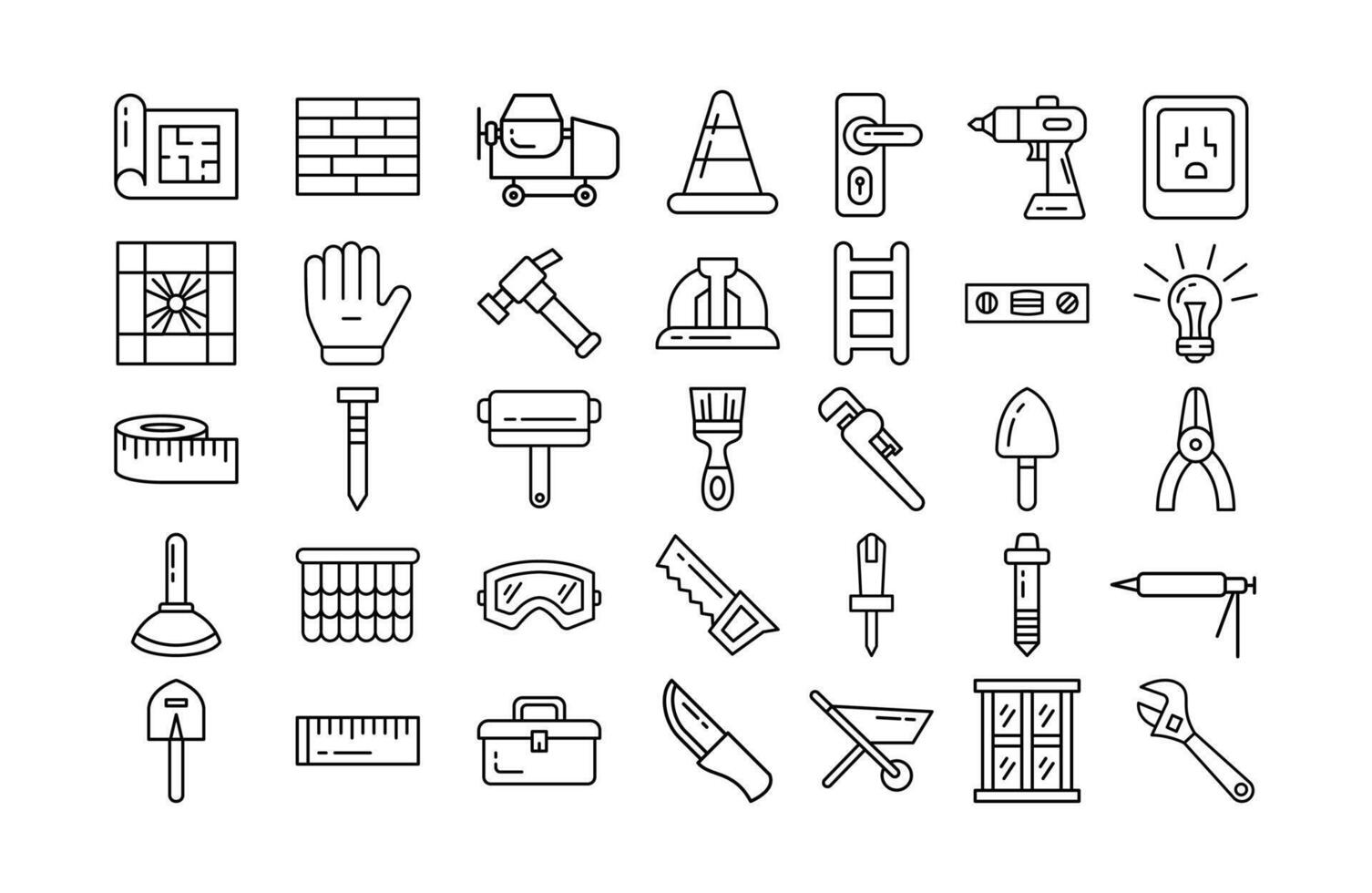 Set of illustration with home renovation icons for building improvement and handyman services vector