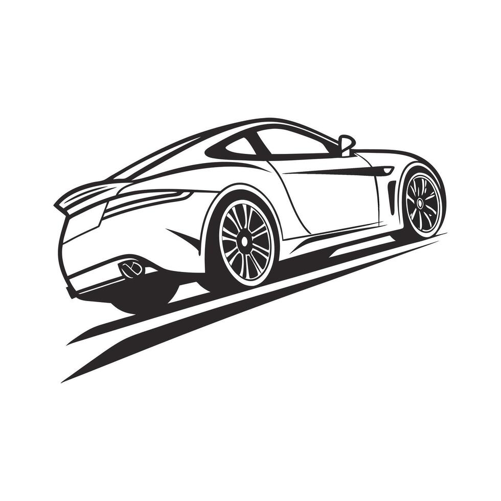 Sporty car silhouette racing modern fast vehicle sleek street design. vector