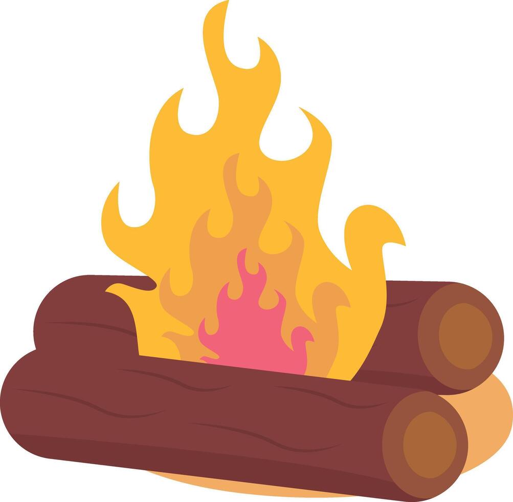 Illustration of Wood Bonfire with Cartoon Design, Isolated on White Background. vector