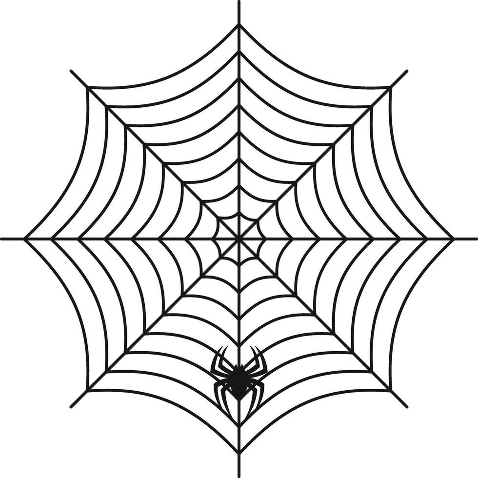 Spider Web Halloween Illustration with Flat Design. Isolated on White Background. vector
