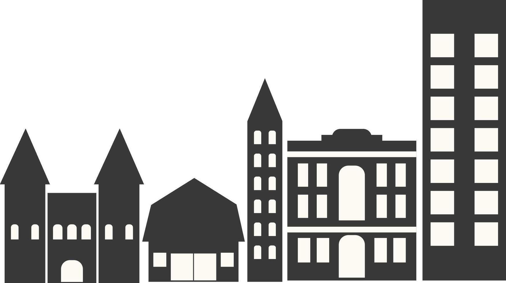 City Skyline Silhouette in Simple Design. Isolated on White Background vector
