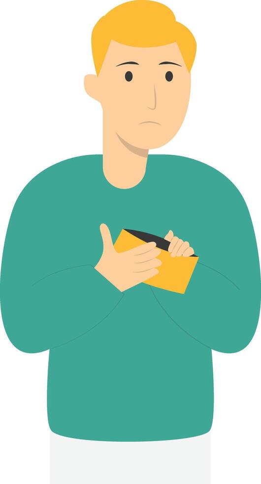 People Holding Empty Wallet in Cartoon Design vector
