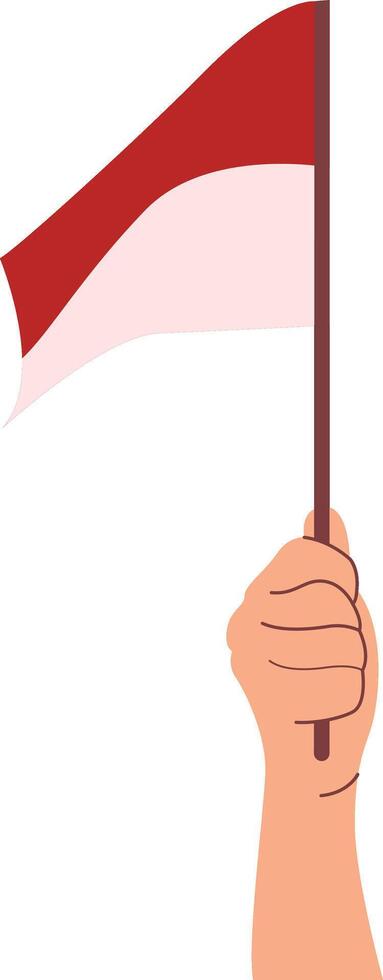 Illustration of Hand Holding of Indonesian Flag on White Background, vector