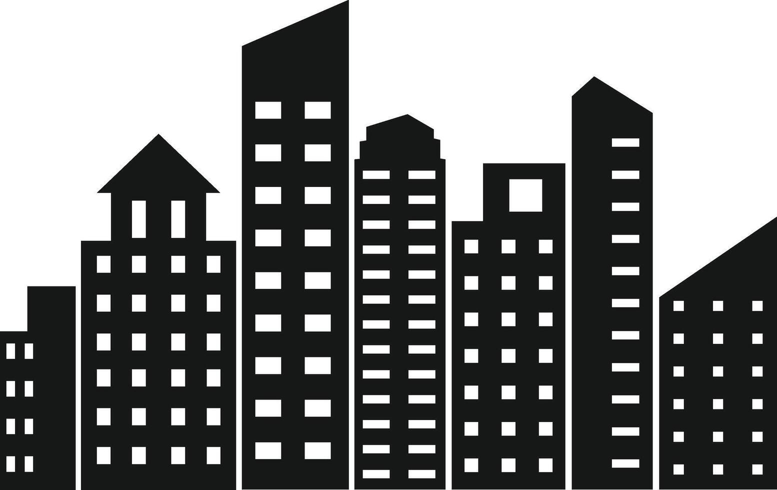 Town Skyline Silhouette Isolated on White Background. vector