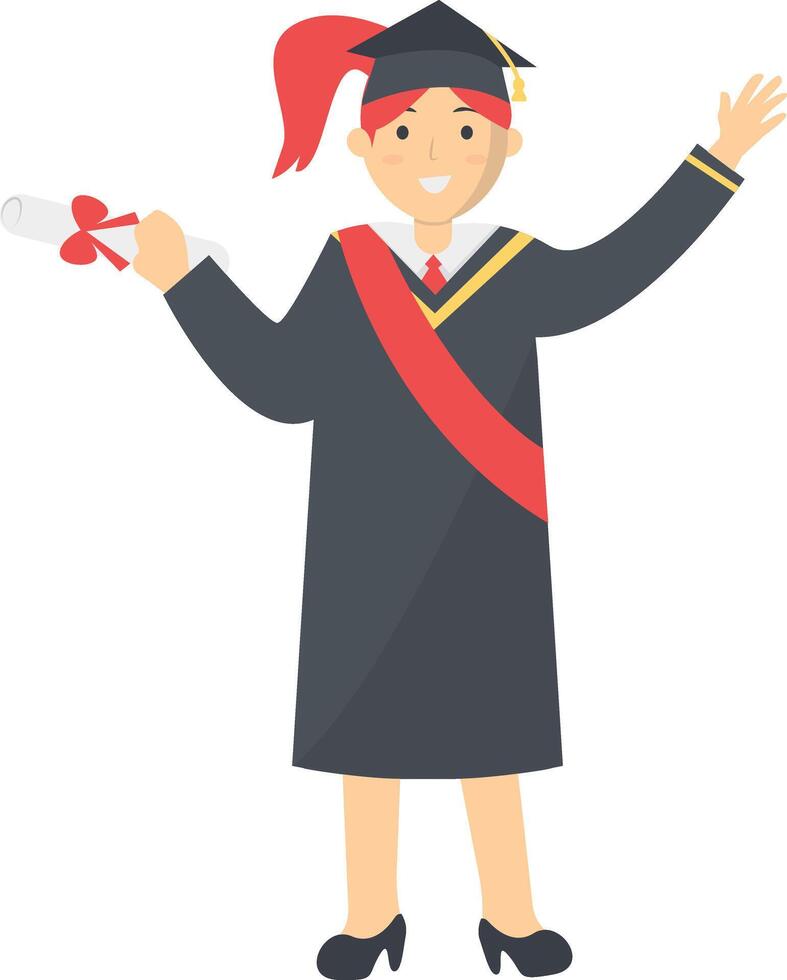 Student Graduation on the High School. Isolated on White Background. vector