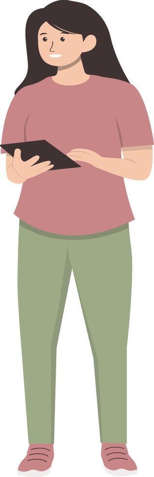 Illustration of Person with Technology, Cartoon Character. vector