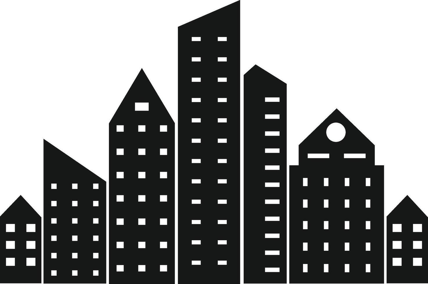 Town Skyline Silhouette, Isolated on White Background vector