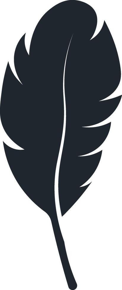 Black Feather Silhouette in Simple Design, Isolated on White Background vector