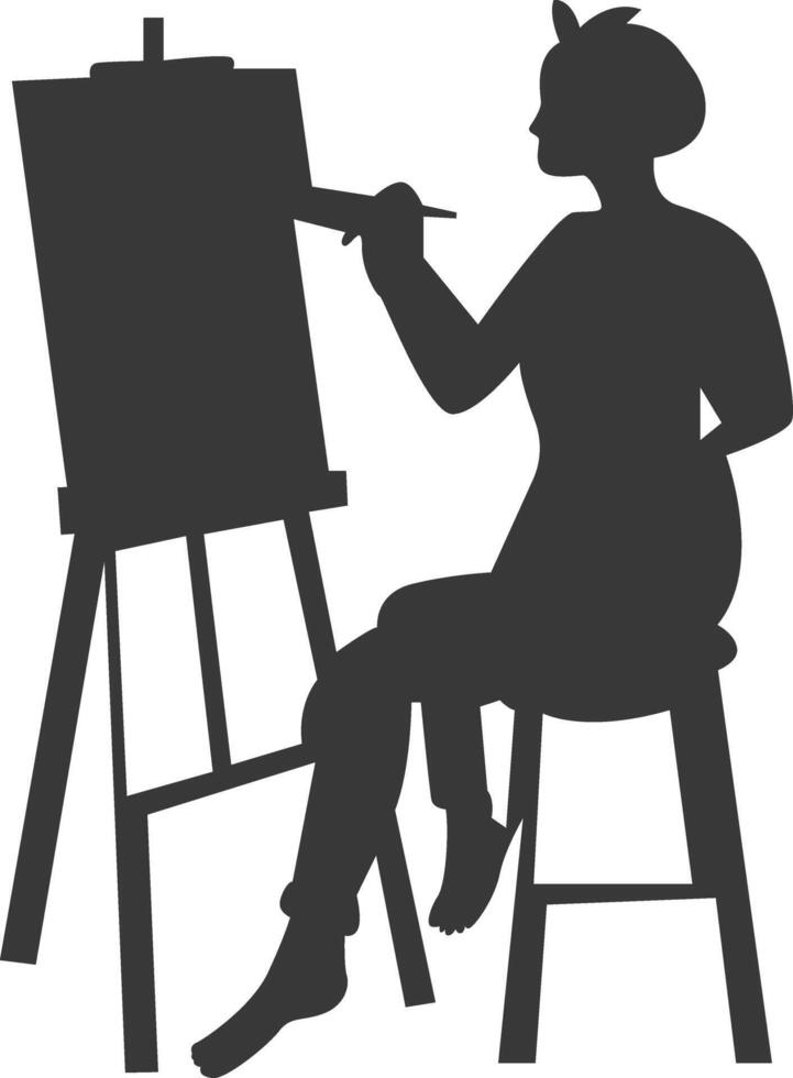 Artist Drawing Silhouette with Simple Shape Isolated on White Background vector
