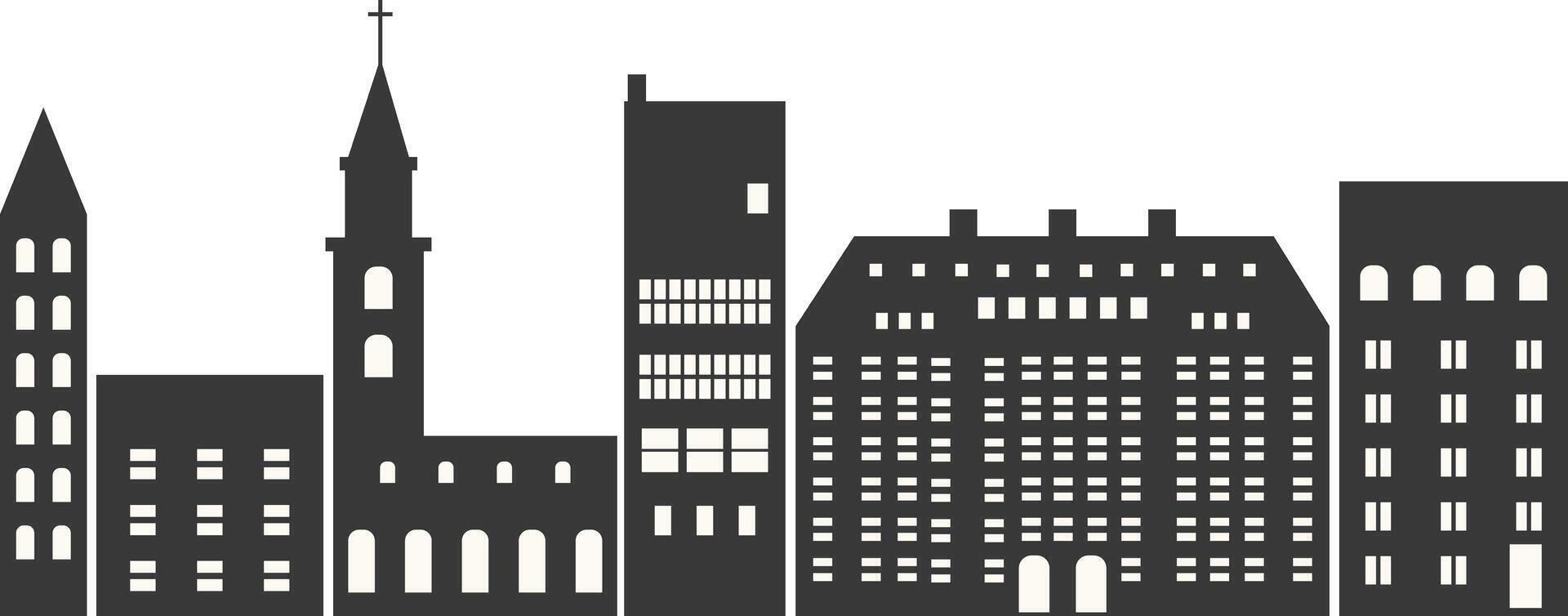 City Skyline Silhouette in Simple Design, Isolated on White Background. vector