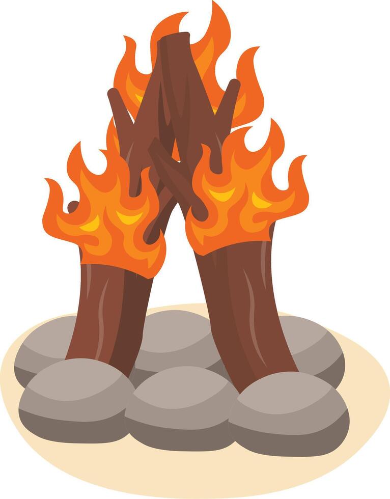 Wooden Campfire Illustration in Flat Design vector