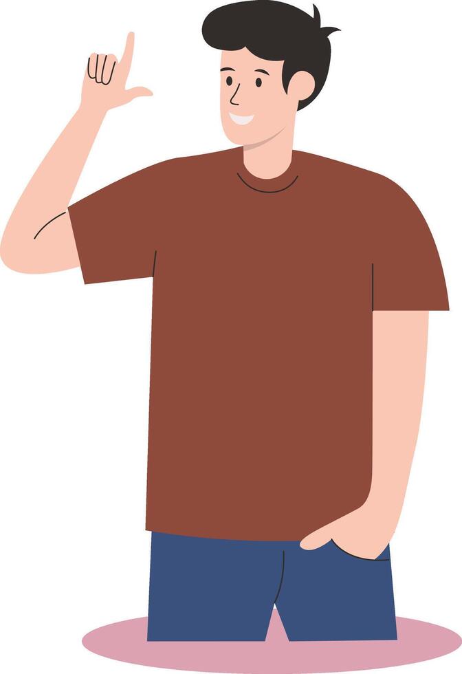 People Pointing Character with Index Finger, Isolated on White Background. vector