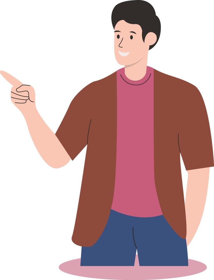 People Pointing Character with Index Finger. Isolated on White Background vector