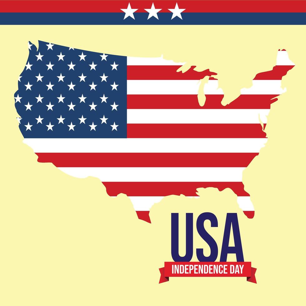 American Map with the Flag USA Indenpence Day vector