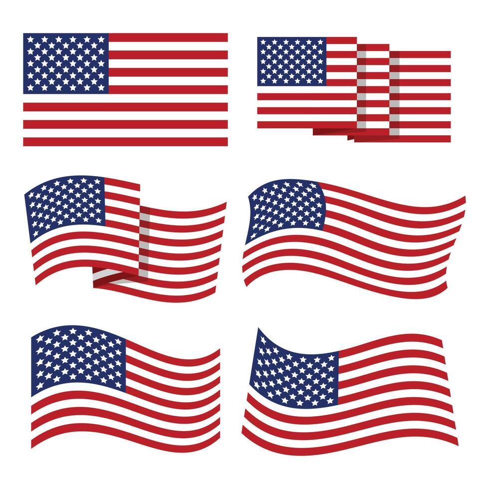 American Flag 6 Model With Clear Background vector