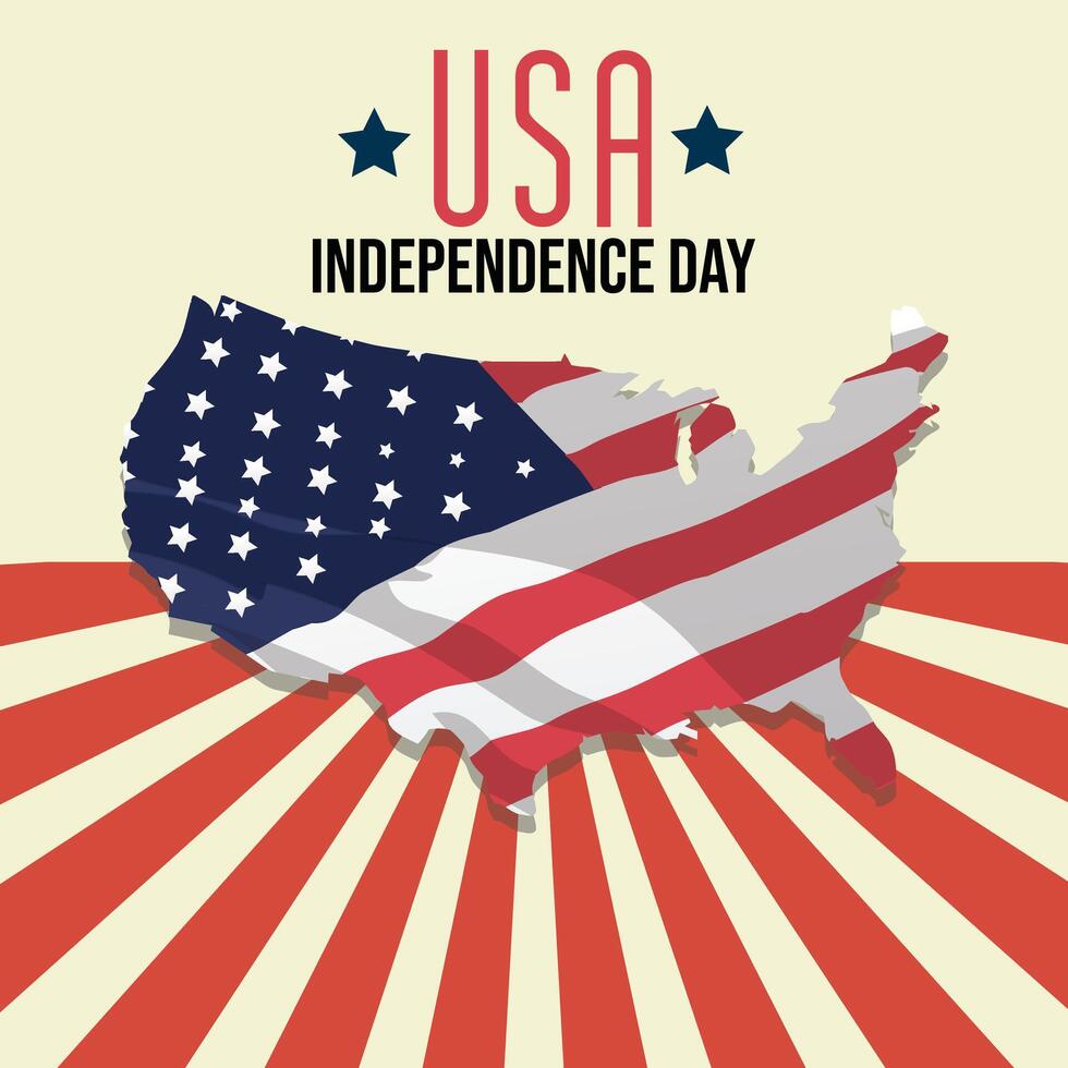 USA Independence Day Flag Map vector