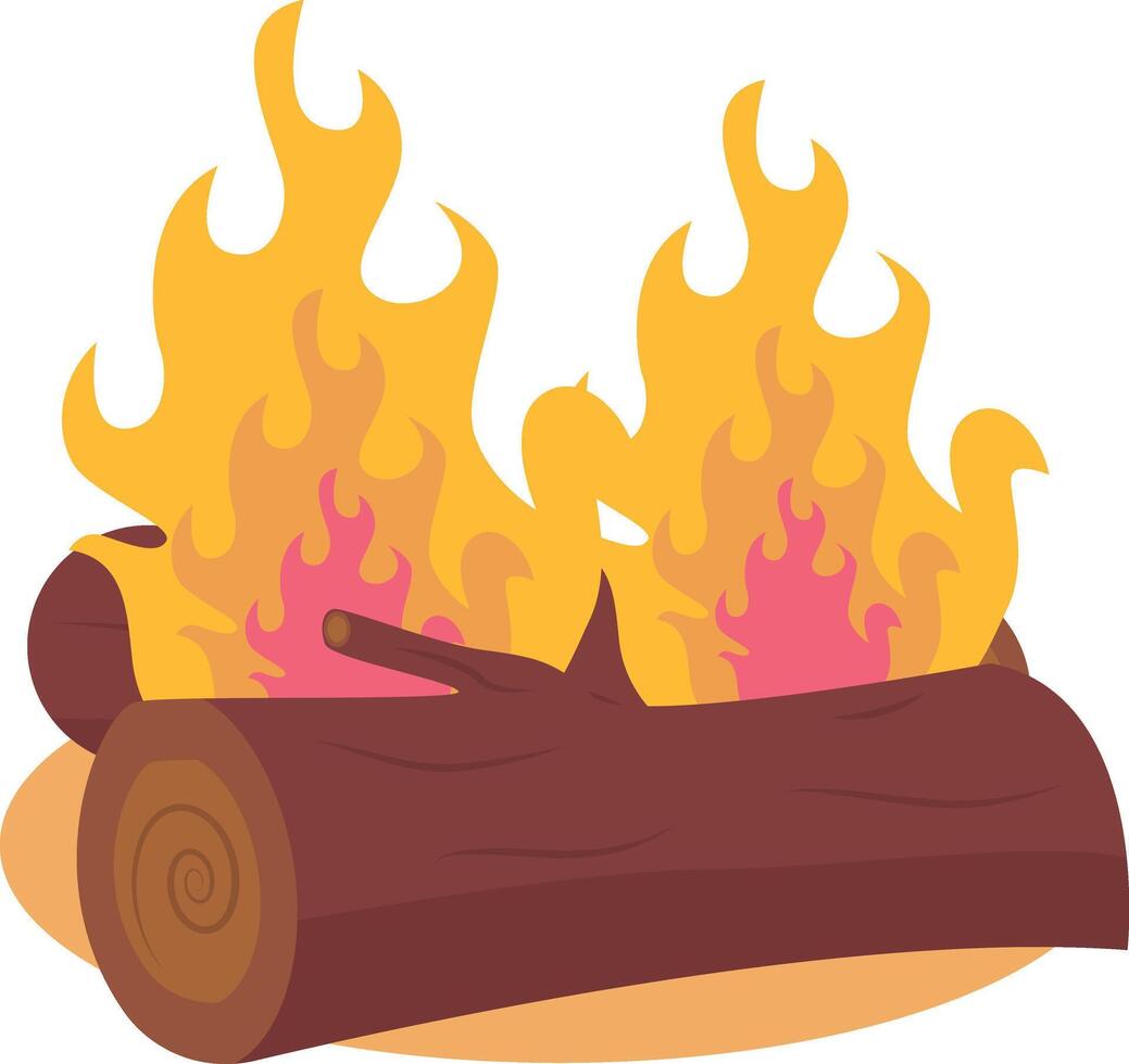 Illustration of Wood Bonfire with Cartoon Design. Isolated on White Background vector